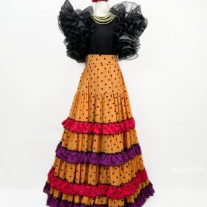 Falda fruncida color naranja